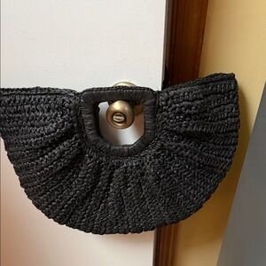 Elegant Black Woven Clutch